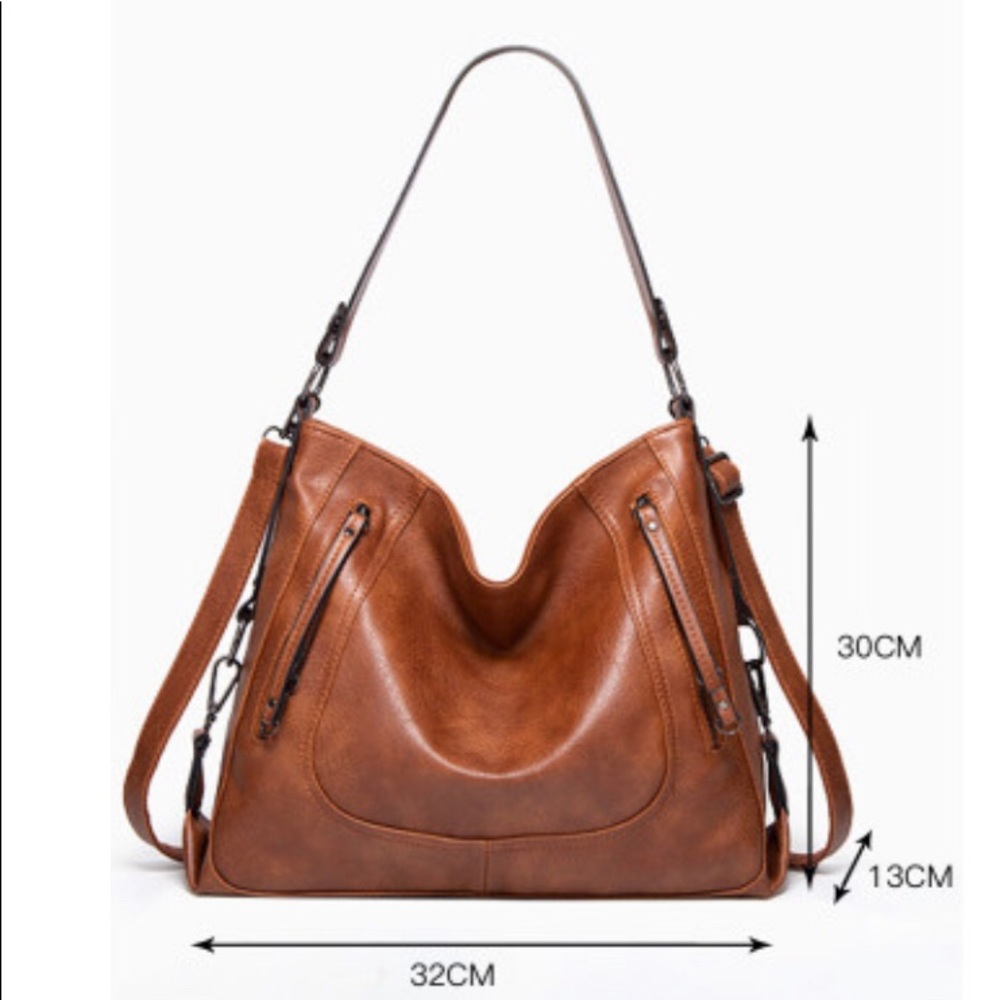 Brown Vegan Leather Handbag - Picture 9 of 9